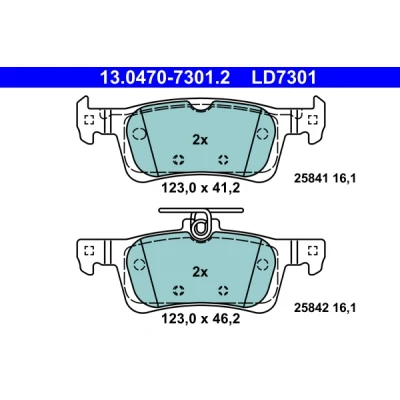 Abbildung von ATE Ceramic 13.0470 7301.2 Bremsbelagsatz nicht für Verschleißwarnanzeiger vorbereitet, exkl. Verschleißwarnkontakt PEUGEOT: 308 II Schrägheck
