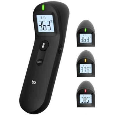 Abbildung von Fieberthermometer Kontaktlos für Baby und Erwachsene, Digitales Stirnthermometer Infrarot thermometer mit Sofortiger, Genauer Ablesung, Fieberalarm,schwarz