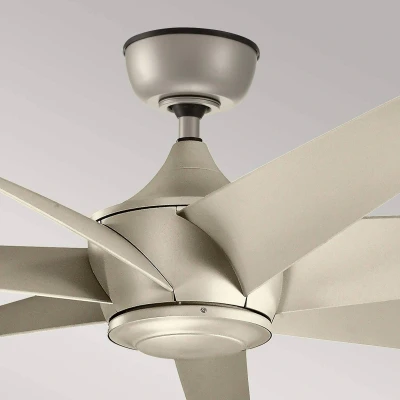 Abbildung von Kichler KLF LEHR2 54 AS Deckenventilator Lehr II Ø137cm antik Silber satiniert IP44 für den Innen und Aussenbereich mit Fernbedienung