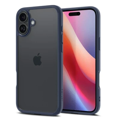 Abbildung von Spigen für iPhone 16 Hülle [Anti Yellowing] Ultra Hybrid Case Handyhülle Schutzhülle Cover Transparent Durchsichtig Dünn Slim Navy Blue