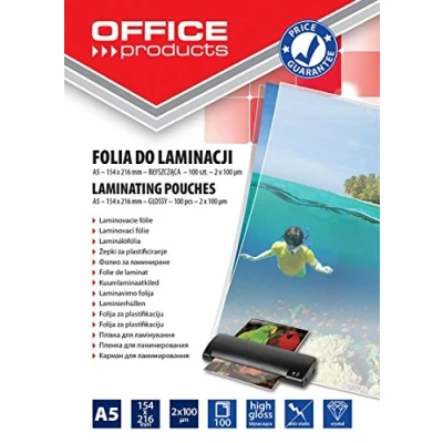 Abbildung von OFFICE PRODUCTS 20325225 90 Laminierfolie A5, 2 x 100 micron, glänzend, Stück, transparent