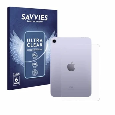Abbildung von Savvies 6 Stück Schutzfolie für Apple iPad Mini 7 WiFi Cellular 2024 (Rückseite) Displayschutz Folie Ultra Transparent