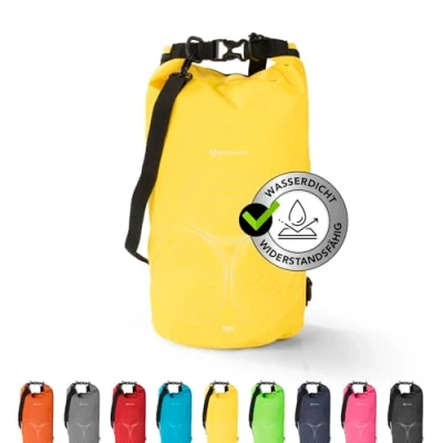 Abbildung von #DoYourSports Dry Bag Tasche 20L gelb Wasserdichter Rucksack Wasserfester Beutel &amp; Packsack Drybag ideal für Boot, Kajak, Angeln und Camping
