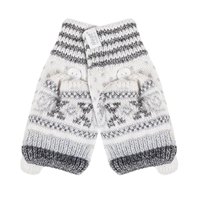 Abbildung von HEAT HOLDERS Damen Thermo Fleece Norwegermuster Fingerlose Fäustlinge mit Daumen (One Size, Cream (Stockholm))