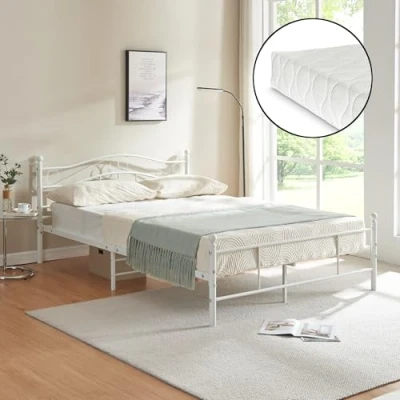 Abbildung von en.casa Metallbett, »Vadsø« Bettgestell Doppelbett schwarz in verschiedenen Größen