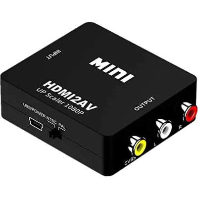 Abbildung von Aolirot HDMI auf AV Adapter 1080P zu RCA Konverter 3RCA Composite CVBS Video Audio Converter to mit USB Ladekabel für TV DVD PAL PS3 NTSC