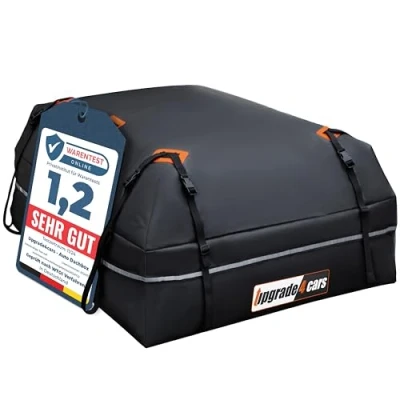 Abbildung von Upgrade4cars Auto Dachbox mit Träger Set Dachgepäckträger ohne Reling Inkl. Zubehör Dachkoffer Universal Faltbar &amp; Wasserdicht