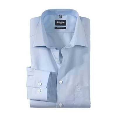 Abbildung von OLYMP Luxor modern fit Hemd Langarm New Kent Kragen Popeline hellblau Gr. 37