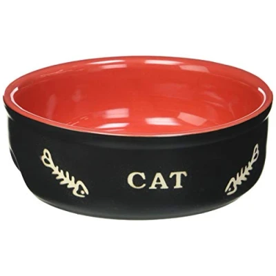 Abbildung von Nobby Katzen Keramikschale CAT, schwarz / rot Ø13,5 X 5 cm, 1 Stück