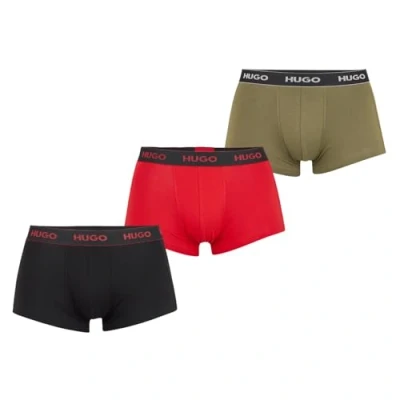 Abbildung von HUGO Trunk Triplet 3 PACK Panties, Herren, Größe: Large, Black/red/khaki