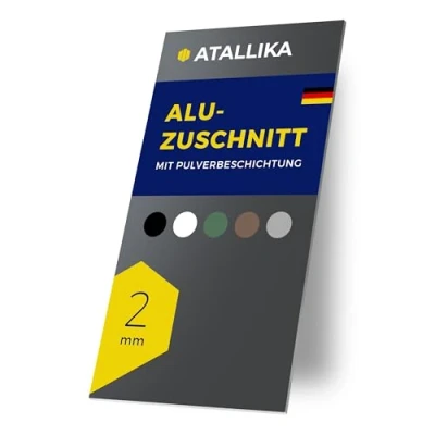 Abbildung von ATALLIKA Aluminium Platte beschichtet [Anthrazit Grau, 600x500 mm] 2mm dickes Alublech mit einseitiger Pulver Beschichtung [wetterfest, Outdoor &amp; Indoor] präziser Blech Zuschnitt aus Deutschland