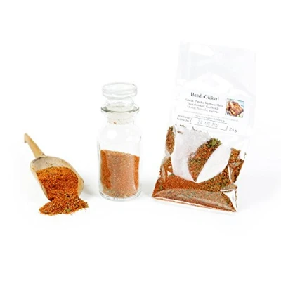 Abbildung von Hendl Gickerl, Brathähnchen Gewürzmischung, Barbecue Hähnchen Gewürz, BBQ Rub Chicken Marinade, Grillgewürz, Würzsalz, glutenfrei, 25g