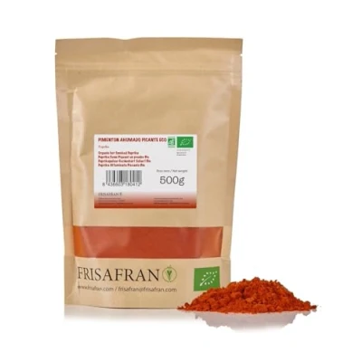 Abbildung von FRISAFRAN Spanischer würzig geräuchertes Paprikapulver 500g Bio Paprika Rosenscharf geräuchert pulver gemahlenes Scharf ohne Zusatzstoffe