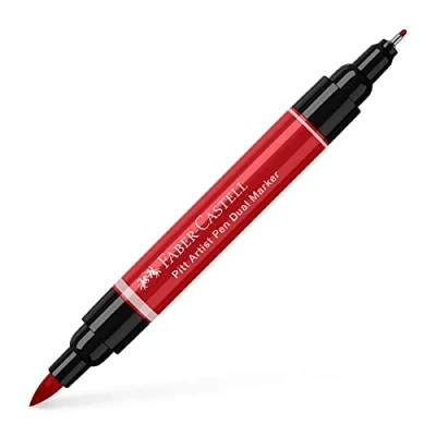 Abbildung von Faber Castell Art &amp; Graphic Pitt Artist Pen Dual Marker India Ink, Deep Scarlet Red, Single Pen, For Art, Craft, Drawing, Skizzing, Home, School, Uni, Coloring