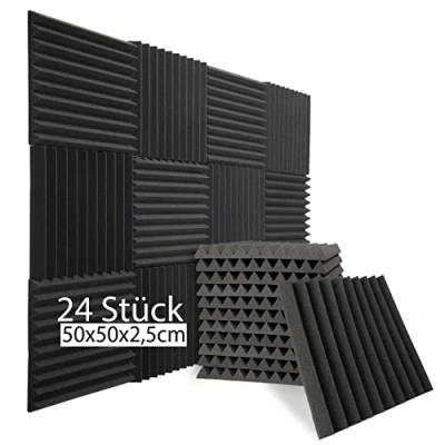 Abbildung von sunnypillow Akustikplatte Akustikschaumstoff Schalldämmmatten zur effektiven Akustik, 24 Stück, 50x50x2.5cm