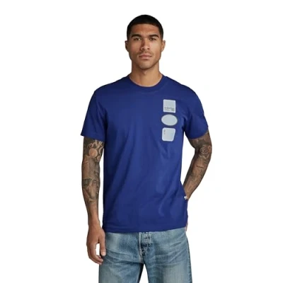 Abbildung von G Star Multi Badge Tshirt print, Herren, Größe: Large, Ballpen blue