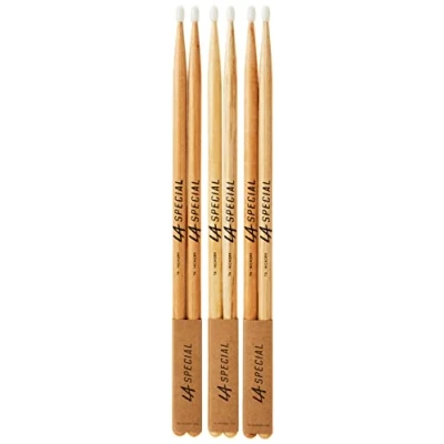 Abbildung von LA Specials Drumsticks Schlagzeug Sticks 7A Hickory Drumsticks, ovaler Nylonkopf, drei Paare