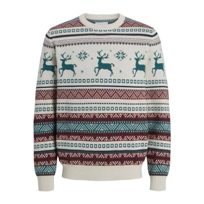 Abbildung von Jack &amp; Jones Jorsnowball CREW NECK Strickpullover, Herren, Größe: Small, Moonbeam
