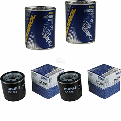 Abbildung von QR Parts Set 85712828 OC 988 9900 2x Original MAHLE/KNECHT Ölfilter + SCT Motor Flush Motorspülung