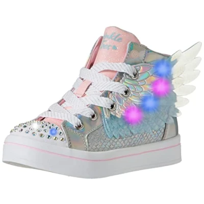Abbildung von Skechers Twilites 2.0 Sneaker high für Kinder, Größe: 28, Silver/pink &amp; lt. blue trim Schuhe