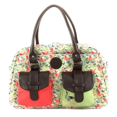 Abbildung von LÄSSIG Baby Wickeltasche Babytasche Kliniktasche Stylische Tasche Mama inkl. Wickelzubehör/Vintage Mero Bag, Butterfly Spring