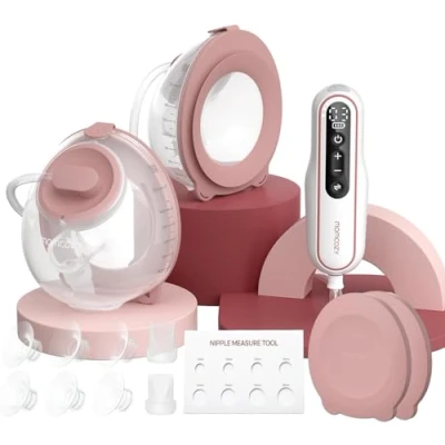 Abbildung von Momcozy V2 Pro Milchpumpe Elektrisch Ultraleicht &amp; Kompakt, Tragbare Doppelmilchpumpe Handsfree mit 3 Saugstufen 15 Stufen, Leises Abpumpen Breast Pump Electric Leak Proof DoubleFit Flange