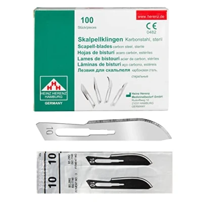 Abbildung von Shehadeh 100 Stück sterile Skalpellklingen Figur 10 für Skalpellhalter Nr. 3 Extrem scharf