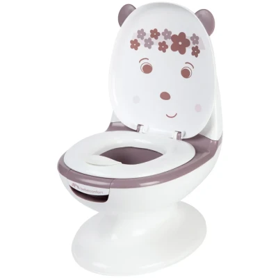 Abbildung von Bebeconfort Minitoilette, töpfchen baby, 13 Jahre, 020 kg, lebensechtes Design mit Spritzschutz, echtes Spülgeräusch, abnehmbare Schüssel, leicht zu reinigen, Gummifuß, Bär Lavendel