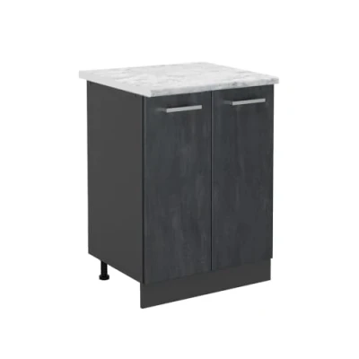 Abbildung von Vicco Küchenunterschrank R Line, Schwarz Beton/Anthrazit, 60 cm AP Marmor