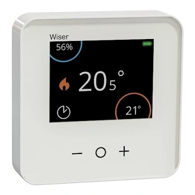 Abbildung von Schneider Electric CCTFR6400 Wiser Smart Home Raumthermostat zur Steuerung mit Display, kostenloser App Funktion, kompatibel Amazon Alexa und Google Home, Energie sparend
