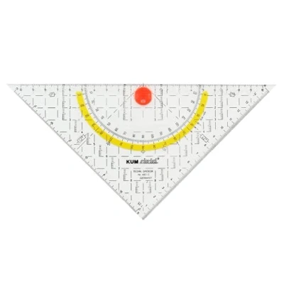 Abbildung von KUM AZ209.12.16 T Geometriedreieck und Zirkel 16 cm, transparent, 3er Multipack, Schulmaterial, Geodreieck