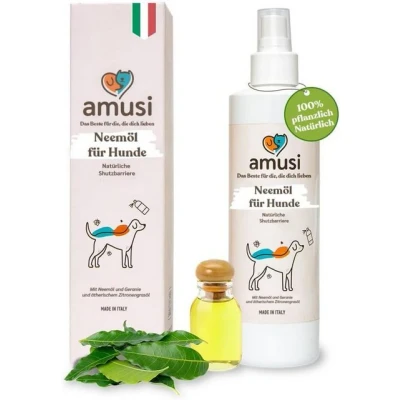 Abbildung von Amusi Fellpflege Neemöl Zeckenspray für Hunde Natürliches Schutzspray Hunde, 250 ml, (Zeckenschutz gegen Zecken, Insektenspray &amp; Insektenschutz), Natürliche Formel, Vegan, ohne Parabene und Nickel