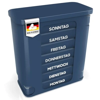 Abbildung von Kerpers® Tablettenbox 7 Tage MADE IN GERMANY Pillendose mit 4 Fächer morgens mittags abends nachts Medikamentenbox für Tabletten und Supplements