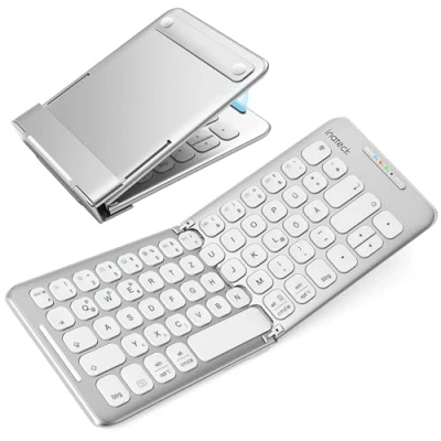 Abbildung von Inateck Faltbare Tastatur Bluetooth QWERTZ,Mini Tragbare mit 3 Bluetooth, Tablet drahtlose Reise für iPad/iOS/Samsung/Android/Windows,KB06001