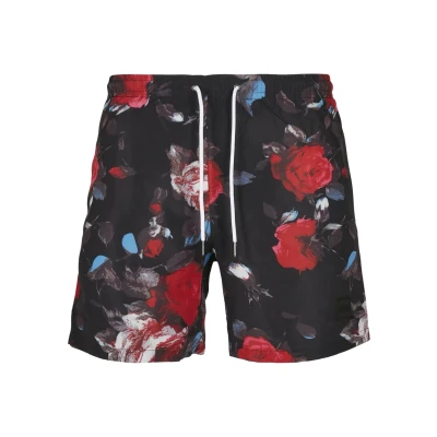 Abbildung von Urban Classics Pattern Badeshorts, Herren, Größe: Small, Black rose aop
