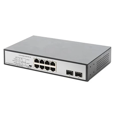 Abbildung von DIGITUS 8 Port Gigabit PoE Netzwerk Switch 8x RJ45 19 Zoll 180W Budget 10/100/1000 Mbps