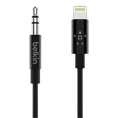 Abbildung von Belkin Lightning auf 3,5mm Audio Kabel 1,8m schwarz AV10172BT06 BLK