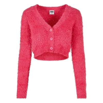Abbildung von Urban Classics Cropped Strickjacke, Damen, Größe: XL, Hibiskus pink