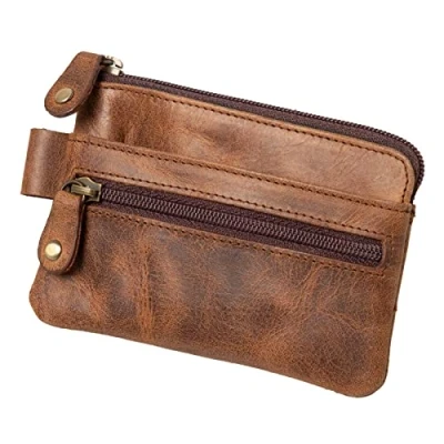 Abbildung von Alassio 42247 Schlüsseletui aus Echt Leder, Schlüsseltasche mit 2 Schlüsselringen, zusätzliches Reißverschlussfach sowie Einsteckfächer, Key Organizer in braun, Schlüsselmäppchen ca. 7,5 x 10 cm