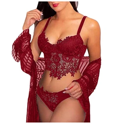 Abbildung von pitashe_Bekleidung Erotische Dessous Set Damen Sexy Tiefer V Ausschnitt Halfter Spitze Reizwäsche Negligee Babydoll Hem Nachtwäsche Nachthemd Lingerie Nachtkleid G String Sleepwear, Dessous#08, XXL