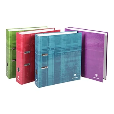 Abbildung von Clairefontaine 67412C Ringbücher (mit 2 Ringen, DIN A4, 21 x 29,7 cm, Rücken 70 mm, Deckel aus hochglanzkaschiertem Karton) 1 Stück farbig sortiert