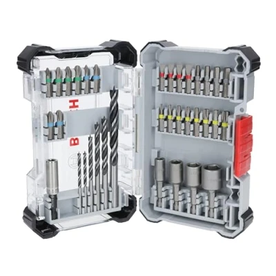 Abbildung von Bosch 35x Extra Hard Schrauberbit‑ und PRO Wood Bohrer Set, 35‑tlg. (197 x 110,5 mm, Professional Zubehör Schraubendreher, Bohrschrauber)
