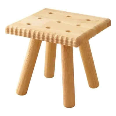 Abbildung von Yier Mei Quadratisch Kleiner Kekse Holz Hocker, 24x24x24CM (BxTxH), Rustikaler Blumenhocker, Pflanzenhocker, Beistellhocker, Dekohocker, Schemel