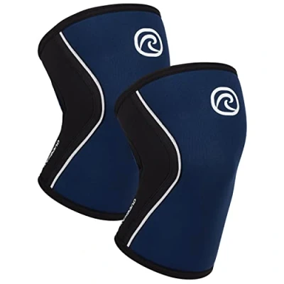 Abbildung von Rehband Kniebandage Kraftsport, Kniestütze für Cross Fit &amp; schweres Training, Knee Sleeve aus 5 mm Neopren, in vielen Farben Größen, Unisex, Farbe:Navy 1 Paar, Größe:XL