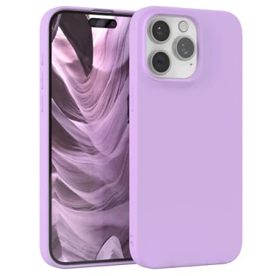 Abbildung von EAZY Case Silikonhülle für iPhone 15 Pro Max Hülle Silikon Lila weich stoßfeste Handyhülle Schutzhülle mit Kameraschutz Dünn Premium Schutz Cover TPU Phone Bumper in Violett