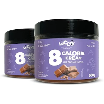 Abbildung von 8 Kalorien Spread Milchschokolade Geschmack Nur pro Portion Fettarme Crème Ohne Zuckerzusatz Kein Palmöl Keto Diät, Vegetarisch Geschmeidige Paste Süßer Snack 2 x 300 g