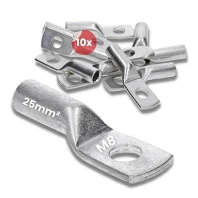 Abbildung von 10 Stück Kalitec DR25 8 Press Kabelschuh 25mm² M8 I Verbinder nach DIN 46235 Made in Germany