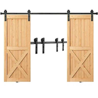 Abbildung von VEVOR 244cm Schiebetürbeschlag I förmig Schiebetürsystem mit 2 teiligen Schienen 150kg Tragfähigkeit Laufschiene Ideal für Schiebetüren Türstärke von 32 45mm, Türbreite 1,12 1,32m