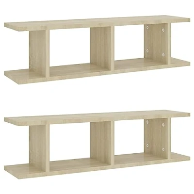Abbildung von vidaXL 2X Wandregal Schweberegal Regale Wandboard Regal Dekoregal Wandablage Bücherregal Wandregale Sonoma Eiche 75x18x20cm Holzwerkstoff
