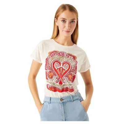 Abbildung von Garcia Tshirt print, Damen, Größe: Small, Off white